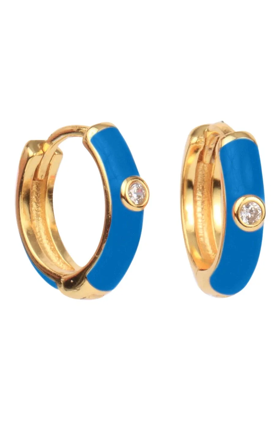 Game Day: Pennant Pair- Team Color Huggie Hoops   Star Stud Earrings On Pennant Flag In Royal Blue