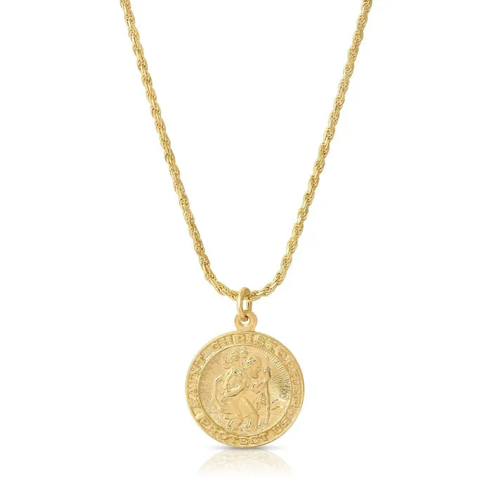 Gold Filled Saint Christopher Charm Necklace - Joy Dravecky JDJGFN-10