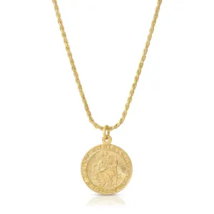 Gold Filled Saint Christopher Charm Necklace - Joy Dravecky JDJGFN-10