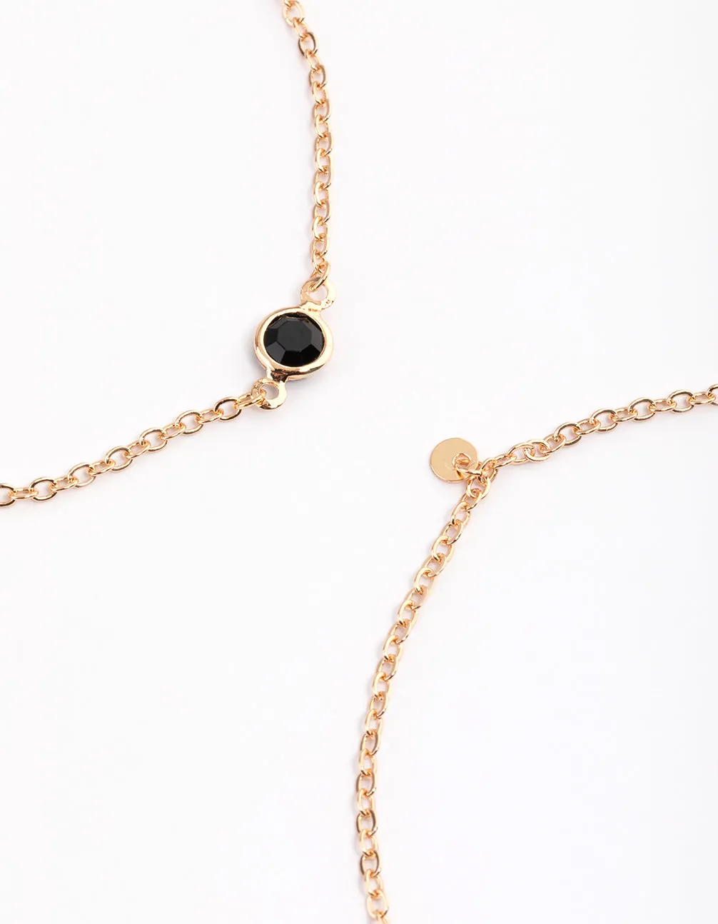 Gold Four Layer Black Stone Anklet