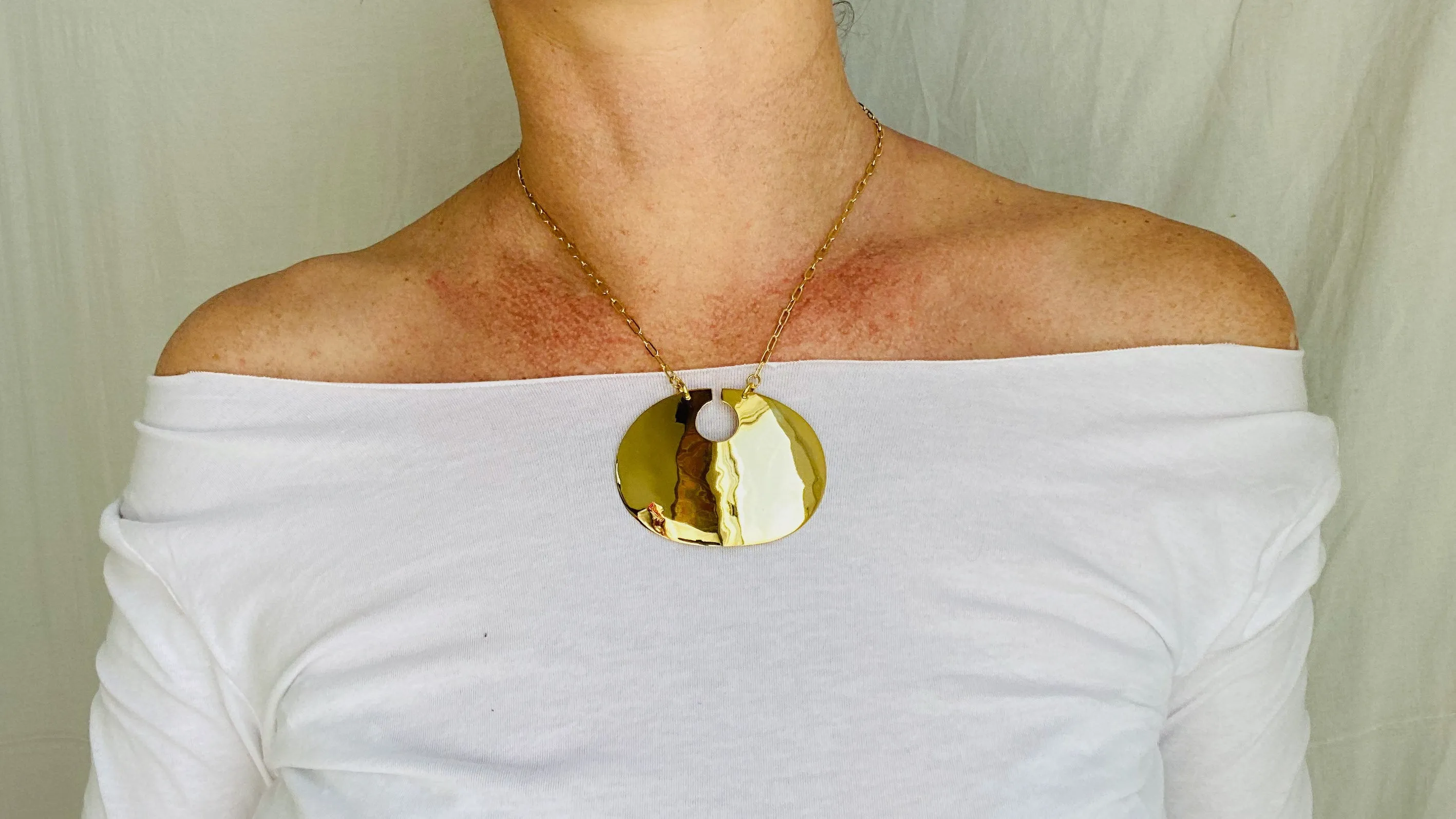 Gold Plated Tribal Pendant. Gold Plated Silver. Columbia Nose Ornament