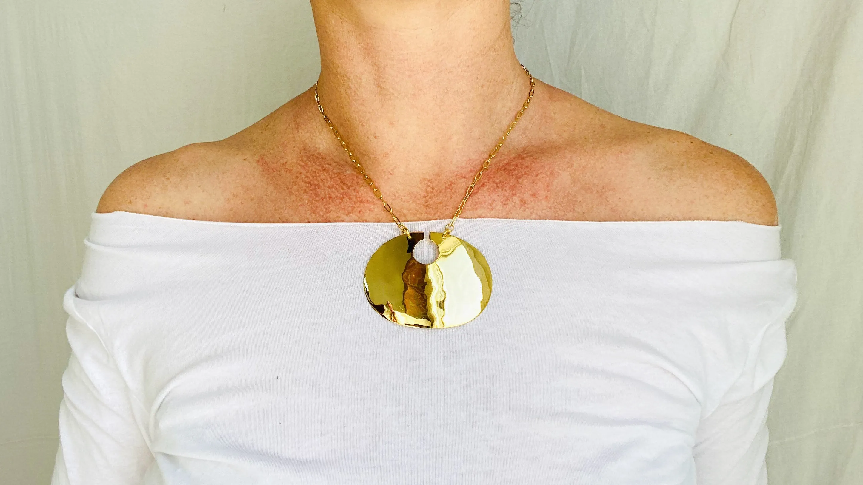 Gold Plated Tribal Pendant. Gold Plated Silver. Columbia Nose Ornament