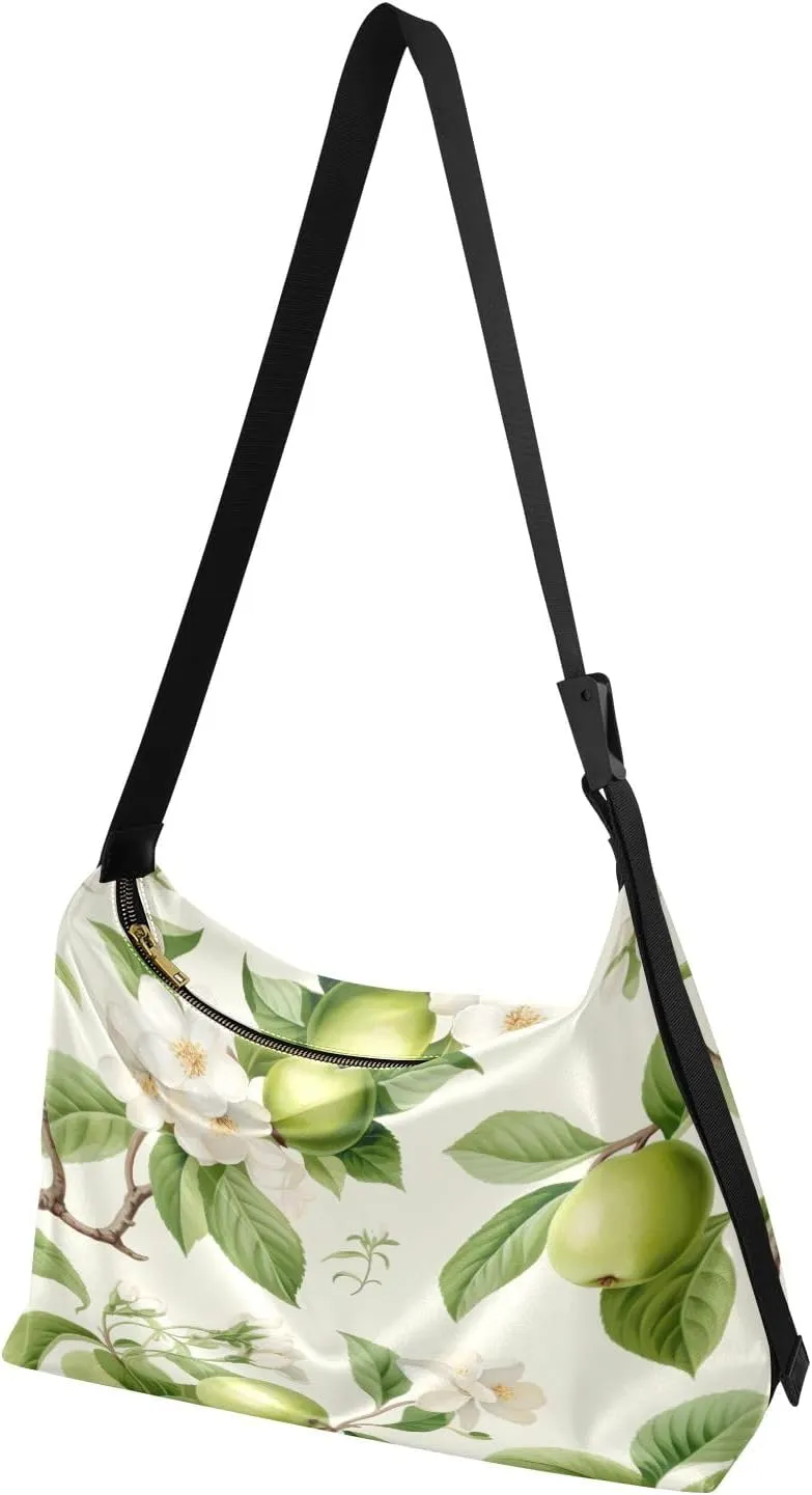 Green Fresh Fruit on Natural Branch Leather Crossbody Bag, Crossbody Bag for Men Leather, Cross Body Leather Shoulder Bag