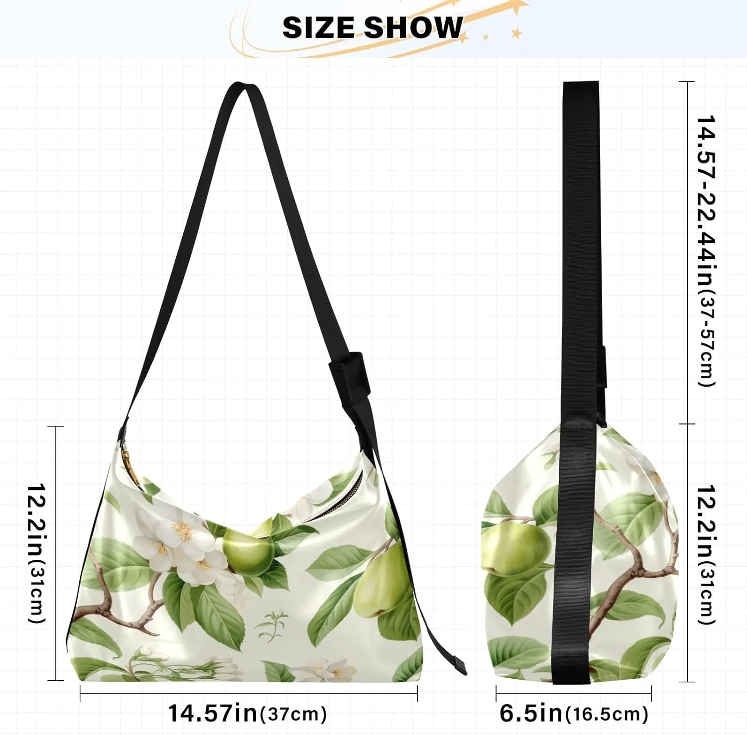 Green Fresh Fruit on Natural Branch Leather Crossbody Bag, Crossbody Bag for Men Leather, Cross Body Leather Shoulder Bag