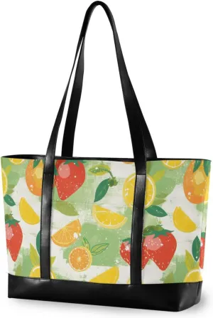 Green Fresh Fruits Summer Portable travel bag with zipper travel tote bag for women work with lunch bolsa para laptop