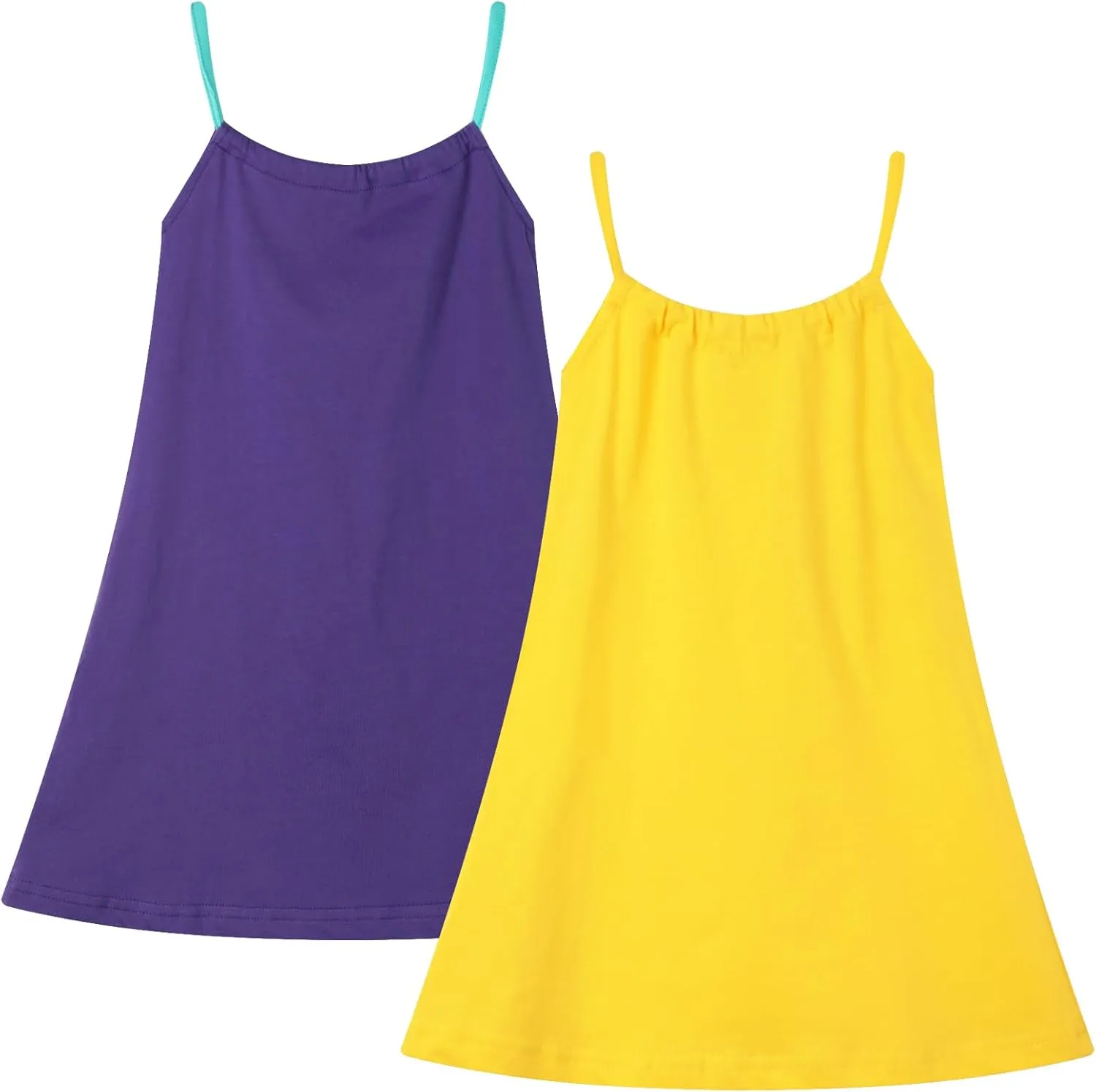 HILEELANG Girl Summer Cami Dress Sleeveless Tank Cotton Casual Spaghetti Strap Jersey Shirt Cool Beach Sundress