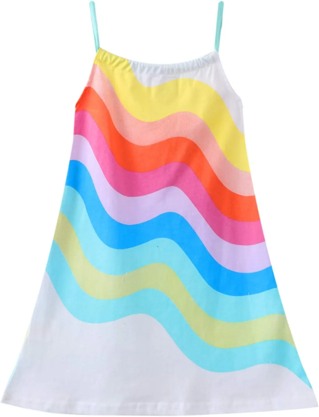 HILEELANG Girl Summer Cami Dress Sleeveless Tank Cotton Casual Spaghetti Strap Jersey Shirt Cool Beach Sundress