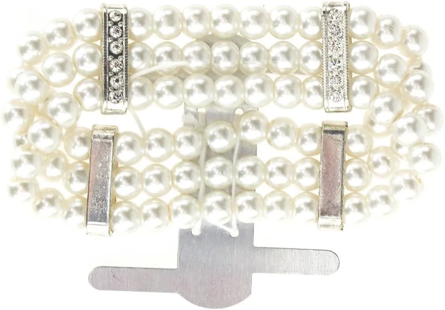 Homeford Corsage Wristlet with Pearl Band, 3/4-Inch (White)