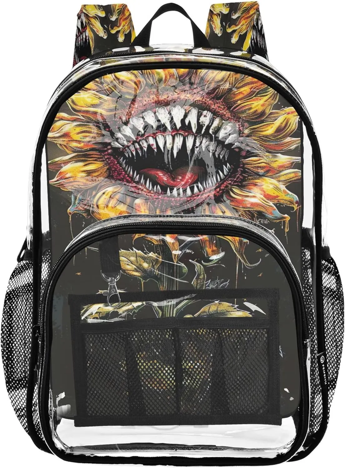 Horror Style Sunflower Girls Bag, Clear Plastic Bag, School Bags for Girls, Clear Bags