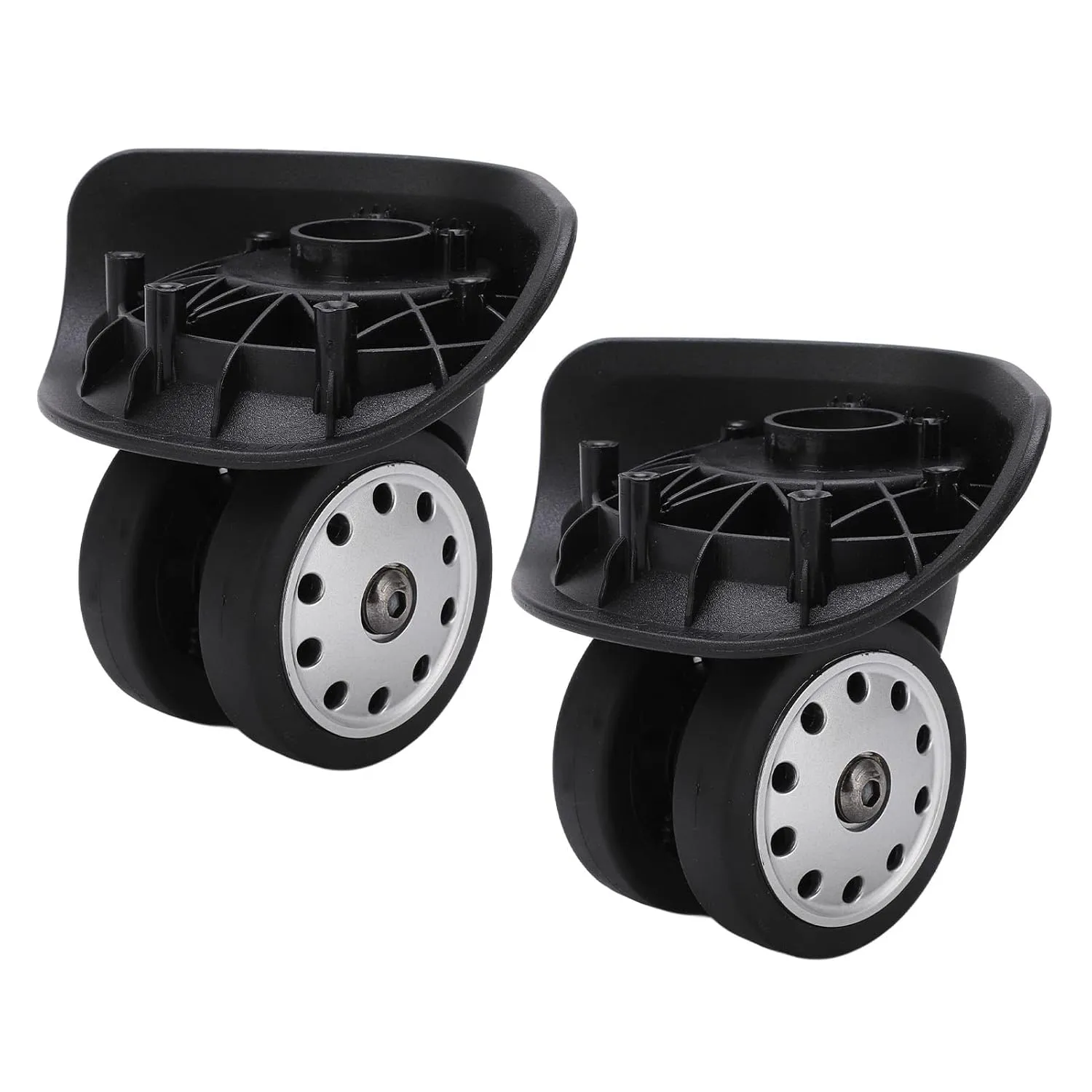 HURRISE Luggage Caster, 1 Pair Universal Porous Luggage Suitcase Wheels PP PET Swivel Wheels Replacement Outdoor Luggage Accessories with 15Pcs Screws for Travel Bags Large Size