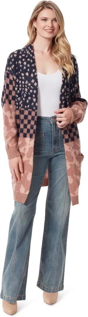 Jessica Simpson Women's Blaise Jacquard Cardigan Sweater with Patch Pockets Standard
