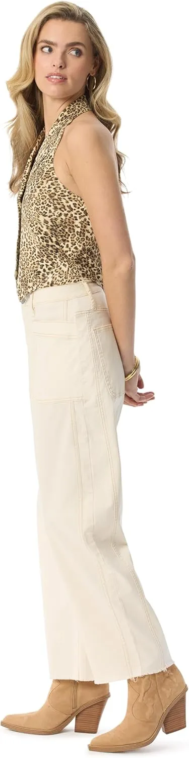 Jessica Simpson Women's Relaxed Barrel Zip Front Wide Leg Ankle Standard