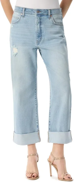 Jessica Simpson Women's Valentine Roll Cuff Wide Leg Boyfriend Ankle-to-Jean Standard