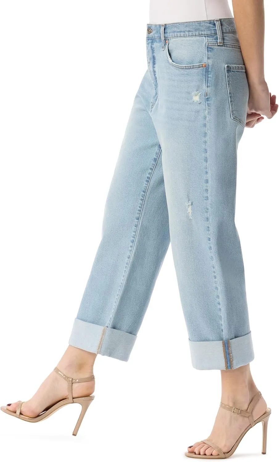 Jessica Simpson Women's Valentine Roll Cuff Wide Leg Boyfriend Ankle-to-Jean Standard