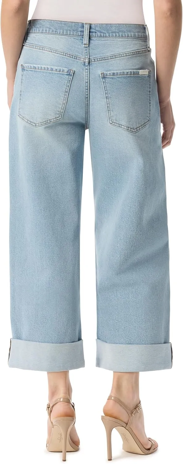 Jessica Simpson Women's Valentine Roll Cuff Wide Leg Boyfriend Ankle-to-Jean Standard