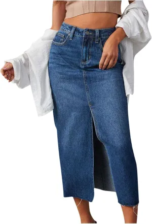 Juniors Skirt for Women Denim Maxi Long Western Slit Plain Skorts 2025