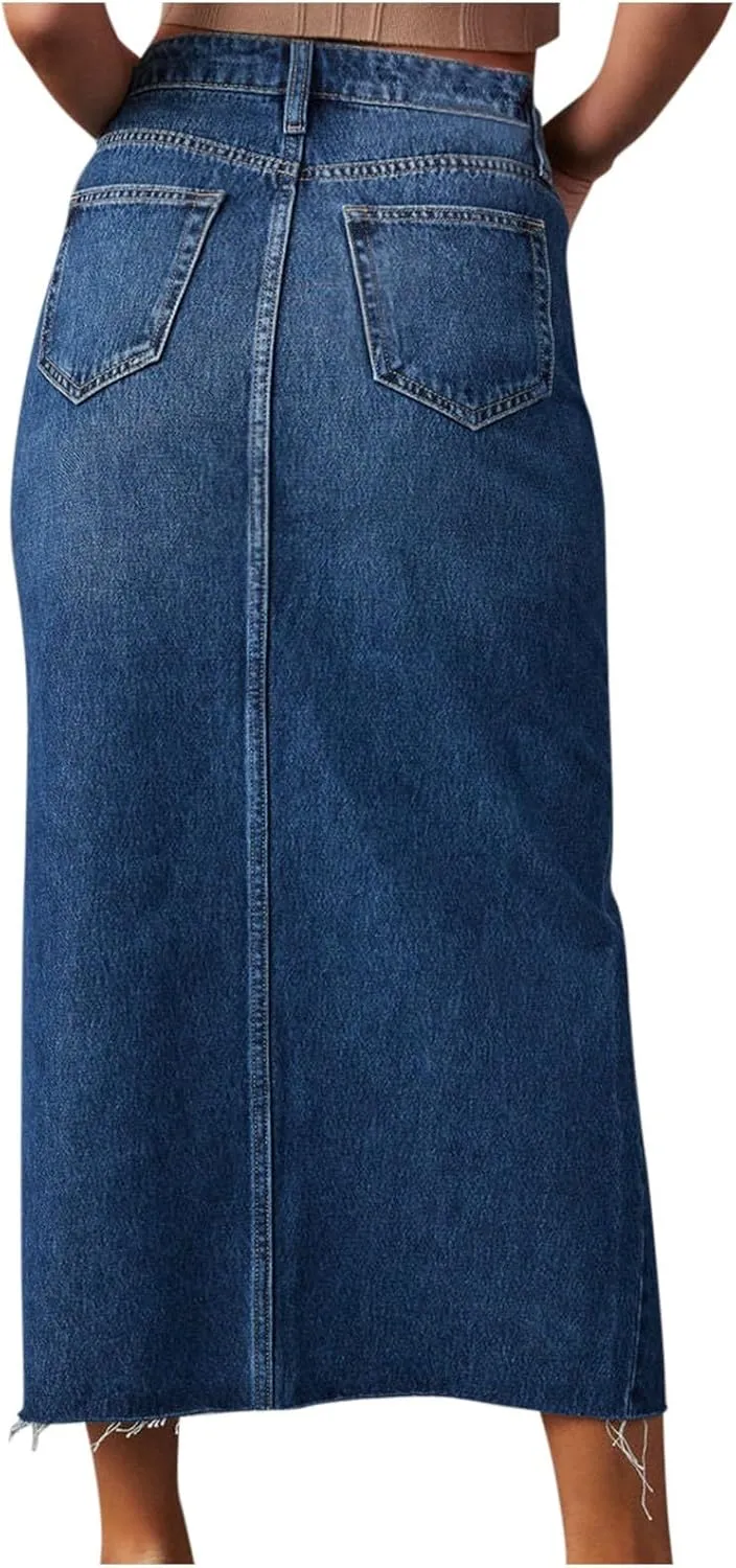 Juniors Skirt for Women Denim Maxi Long Western Slit Plain Skorts 2025