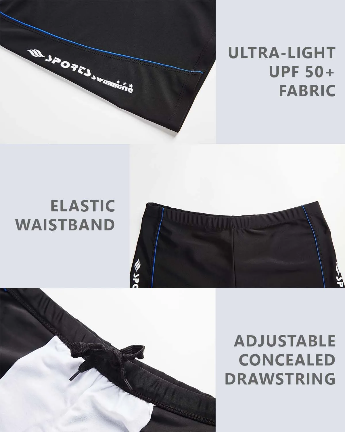 KANAV 4 Pack Men's Athletic Swim Jammers Quick Dry Square Leg Swim Briefs Competitive Swimsuit