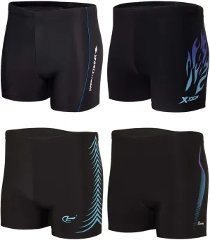 KANAV 4 Pack Men's Athletic Swim Jammers Quick Dry Square Leg Swim Briefs Competitive Swimsuit