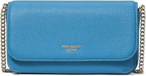 kate spade new york AVA Pebbled Leather Flap Chain Wallet, Back to School Blues Multi