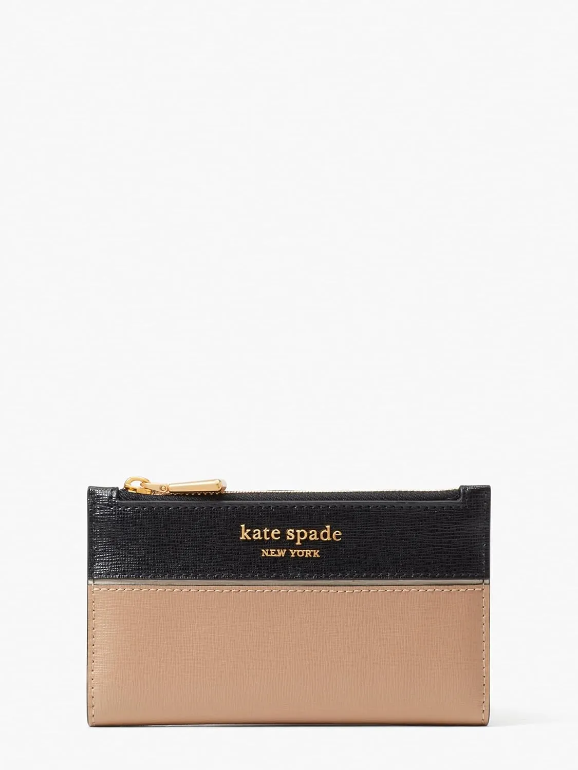 kate spade new york Women's Morgan Colorblocked Saffiano Leather Small Slim Bifold Wallet, Cafe Mocha Multi
