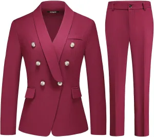 Lamgool Womens Suits 2 Piece Set Shawl Lapel Jacket and Pants Business Casual Outfits