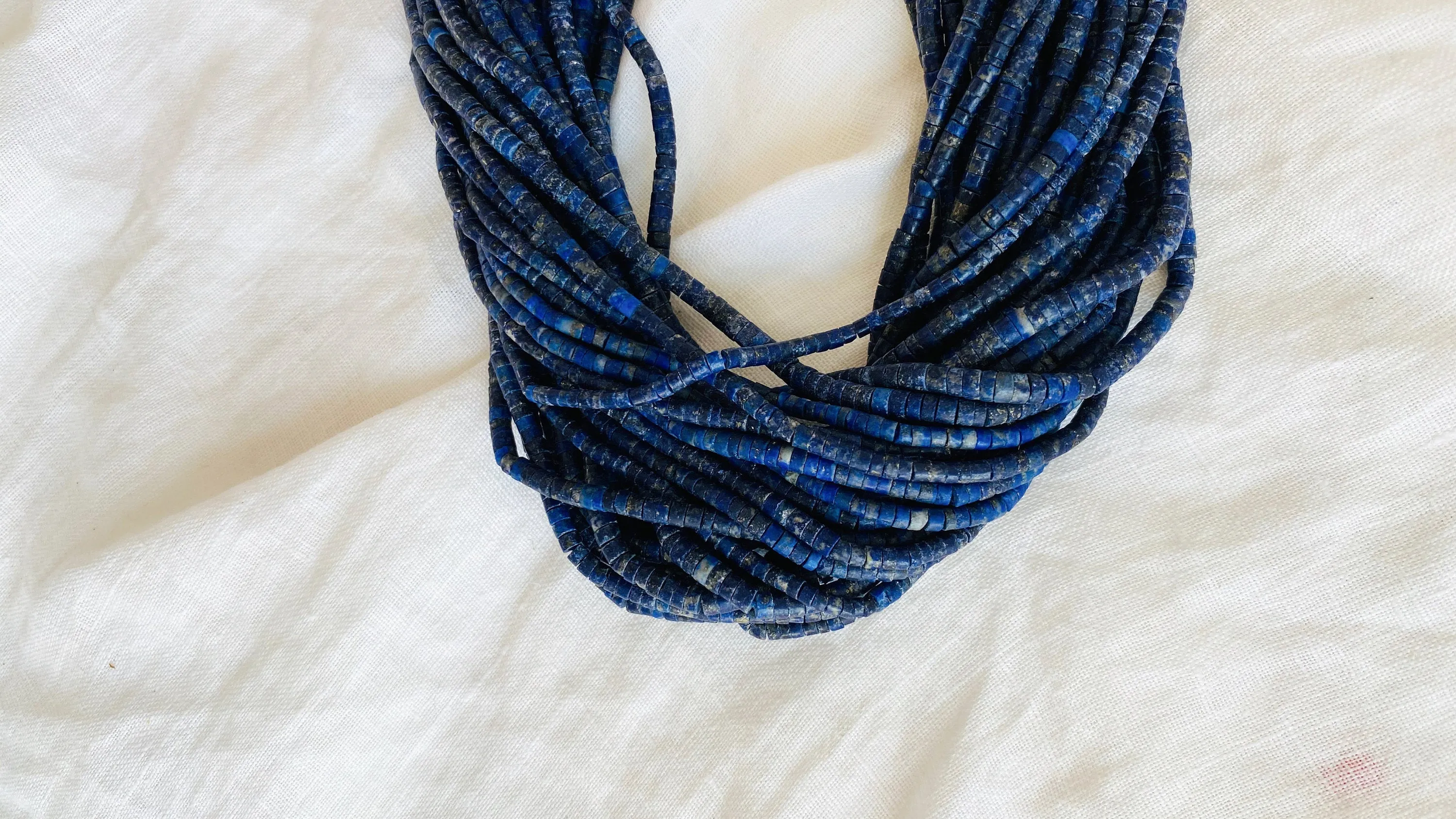 Lapis Lazuli and Antique Silver Necklace. Multi Strand