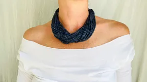 Lapis Lazuli and Antique Silver Necklace. Multi Strand