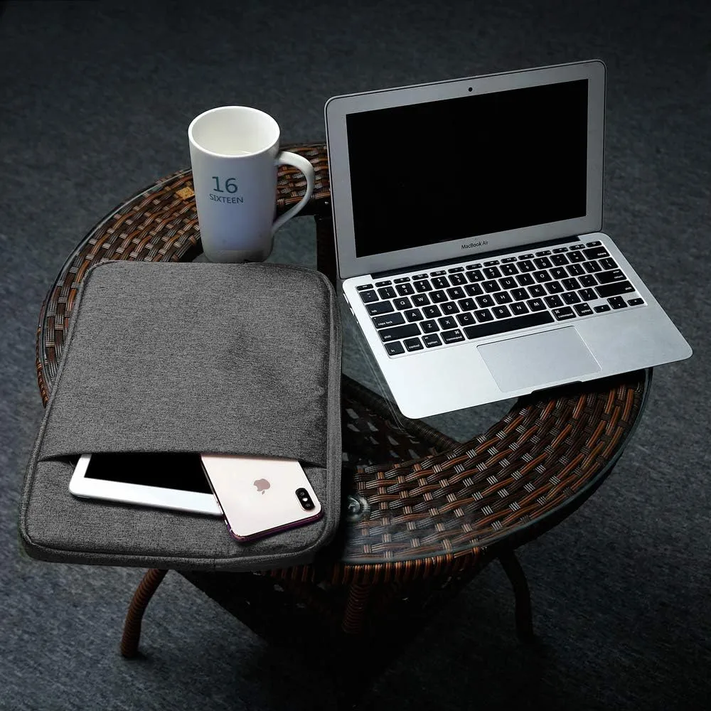 Laptop Bag 14" in Dark Grey  Notebook Computer Cover Made of Fabric with Velvet Lining, Compartment and Anti-Scratch Zipper  Protection Sleeve Case