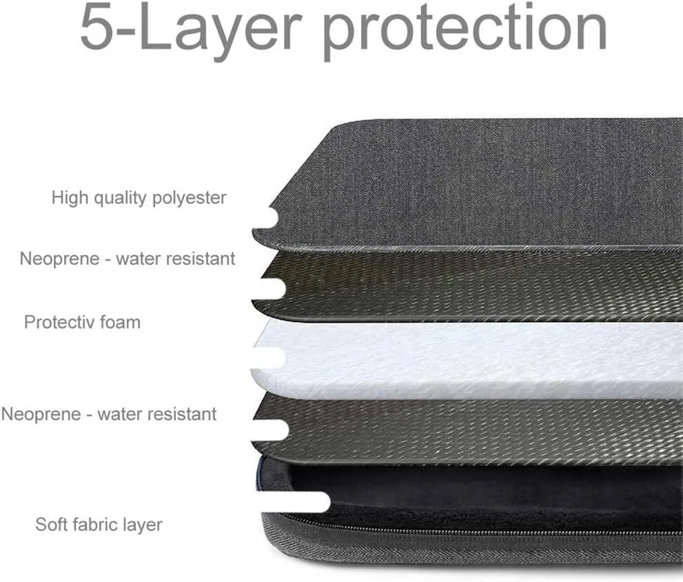 Laptop Bag 14" in Dark Grey  Notebook Computer Cover Made of Fabric with Velvet Lining, Compartment and Anti-Scratch Zipper  Protection Sleeve Case