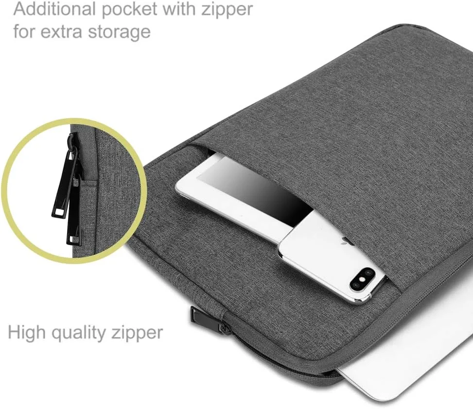Laptop Bag 15.6'' in Dark Grey  Notebook Computer Cover Made of Fabric with Velvet Lining, Compartment and Anti-Scratch Zipper  Protection Sleeve Case