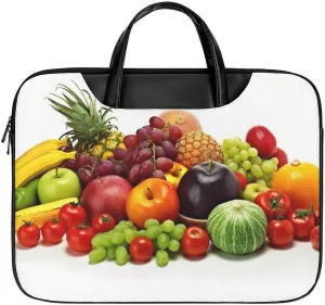 Laptop Bag for Women Men 15.6 In Waterproof Leather Computer Bags Variety Fresh Vegetables Fruits Laptop Tote Bag Lightweight Messenger Bag Casual Briefcase Handbag for Office, Work