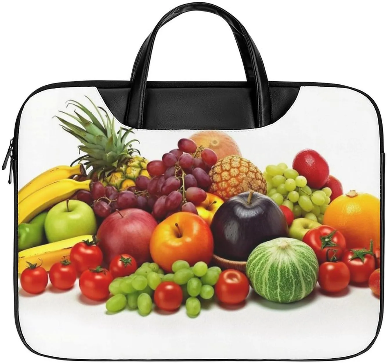 Laptop Bag for Women Men 15.6 In Waterproof Leather Computer Bags Variety Fresh Vegetables Fruits Laptop Tote Bag Lightweight Messenger Bag Casual Briefcase Handbag for Office, Work