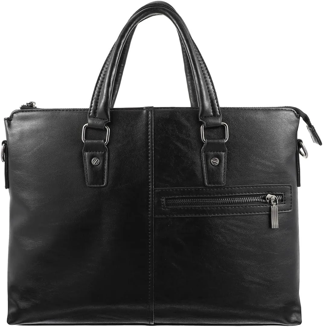 Large Capacity Leather Business Bag Portable Laptop Briefcase for Work Stylish Tote Bag for Men and Women Versatile Travel Laptop Bag Padded Computer Portfolio Bag