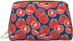 Leather Makeup Bag, Cute Red Tomato Blue Cosmetic Bags Travel Toiletry Bag for Women, Make up Bag, Large Capacity Makeup Bag Organizer, Cute Makeup Pouch Makeup Case