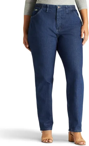 Lee Women's Plus Size Relaxed Fit Side Elastic Tapered Leg Jean