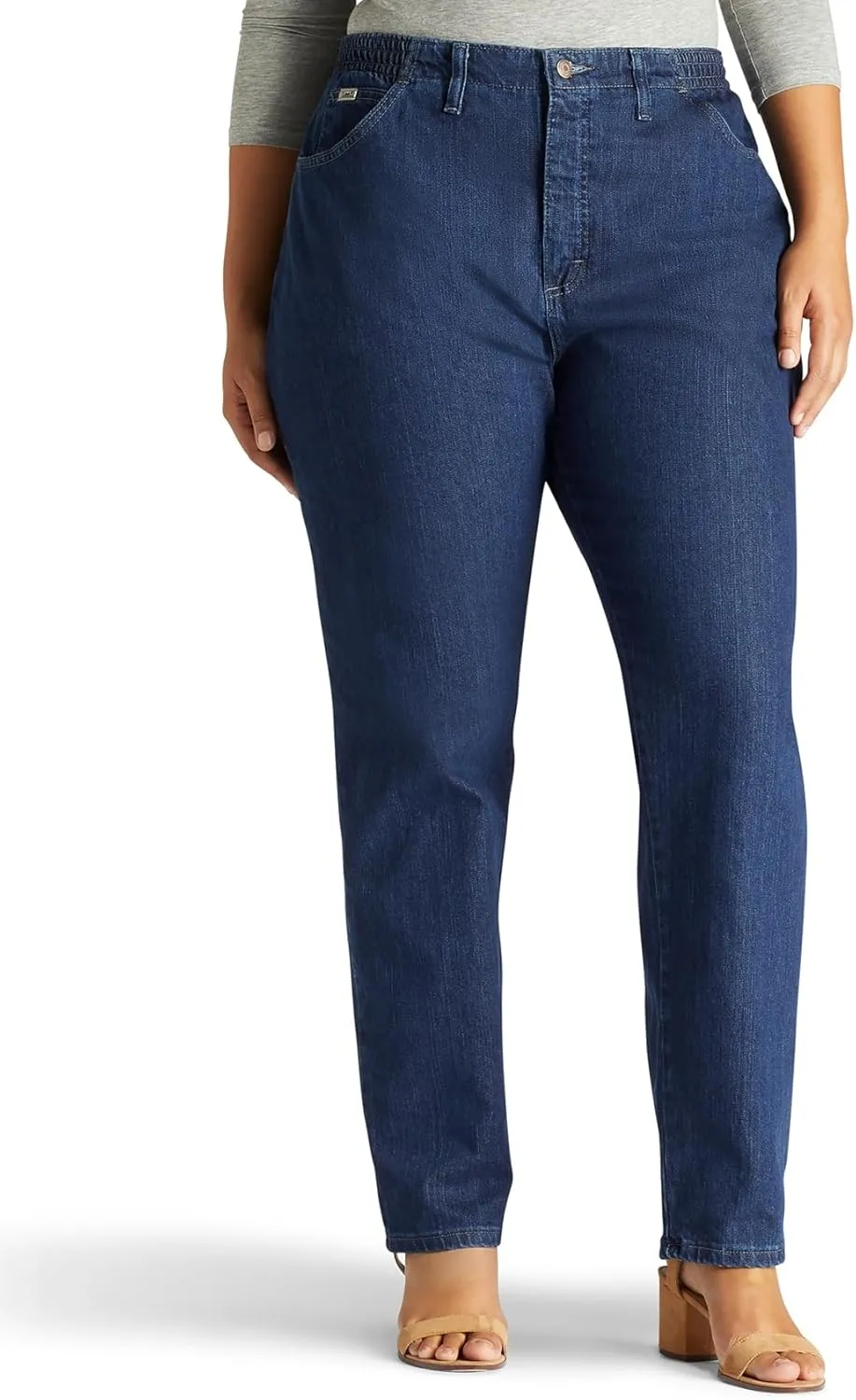 Lee Women's Plus Size Relaxed Fit Side Elastic Tapered Leg Jean