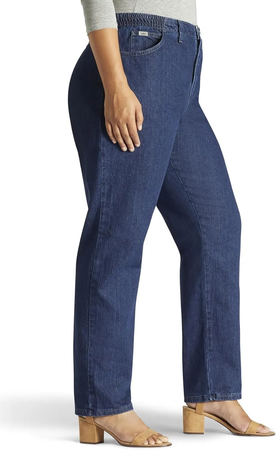 Lee Women's Plus Size Relaxed Fit Side Elastic Tapered Leg Jean