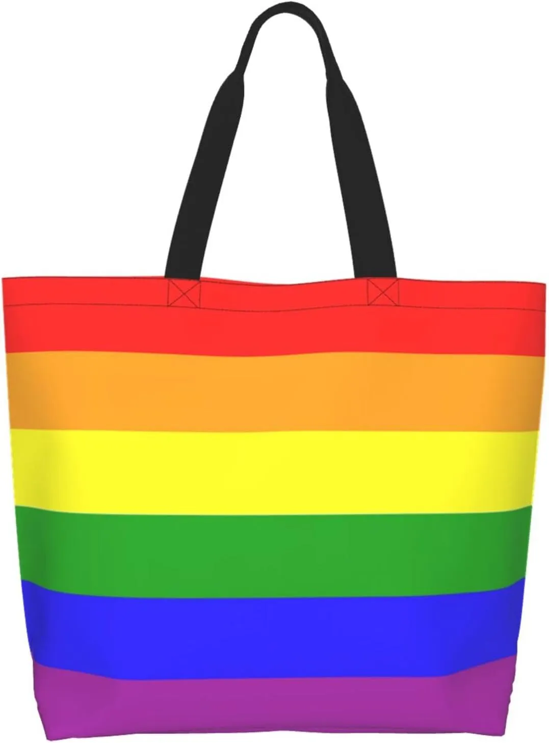 Lgbt Pride Tote Bag For Women Men, Large Beach Travel Reusable Grocery Shopping Bag Rainbow LGBT Pride Shoulder Bag