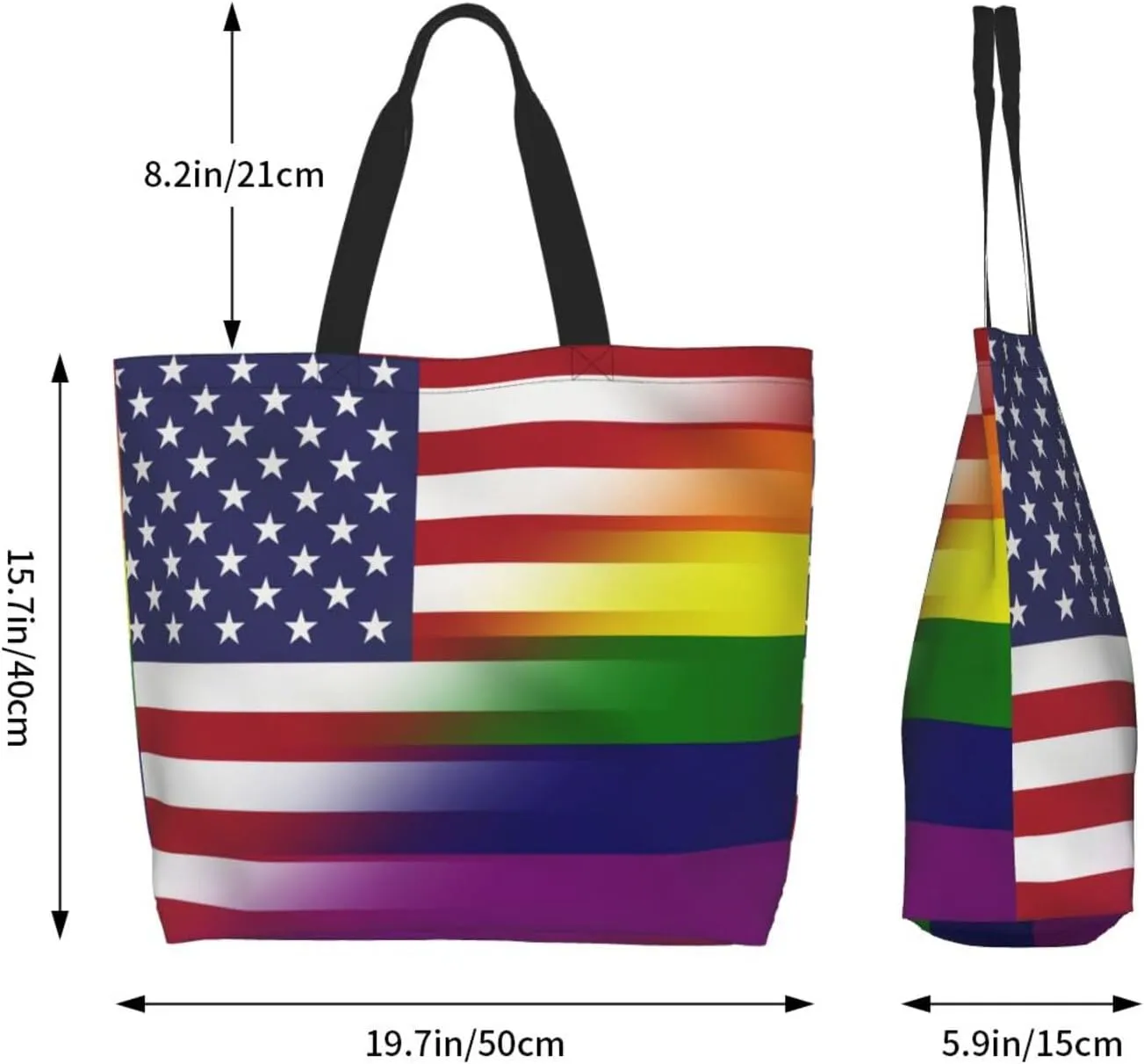Lgbt Pride Tote Bag For Women Men, Large Beach Travel Reusable Grocery Shopping Bag Rainbow LGBT Pride Shoulder Bag