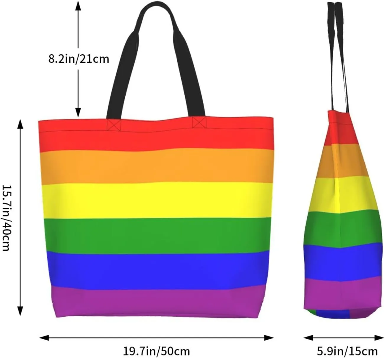 Lgbt Pride Tote Bag For Women Men, Large Beach Travel Reusable Grocery Shopping Bag Rainbow LGBT Pride Shoulder Bag