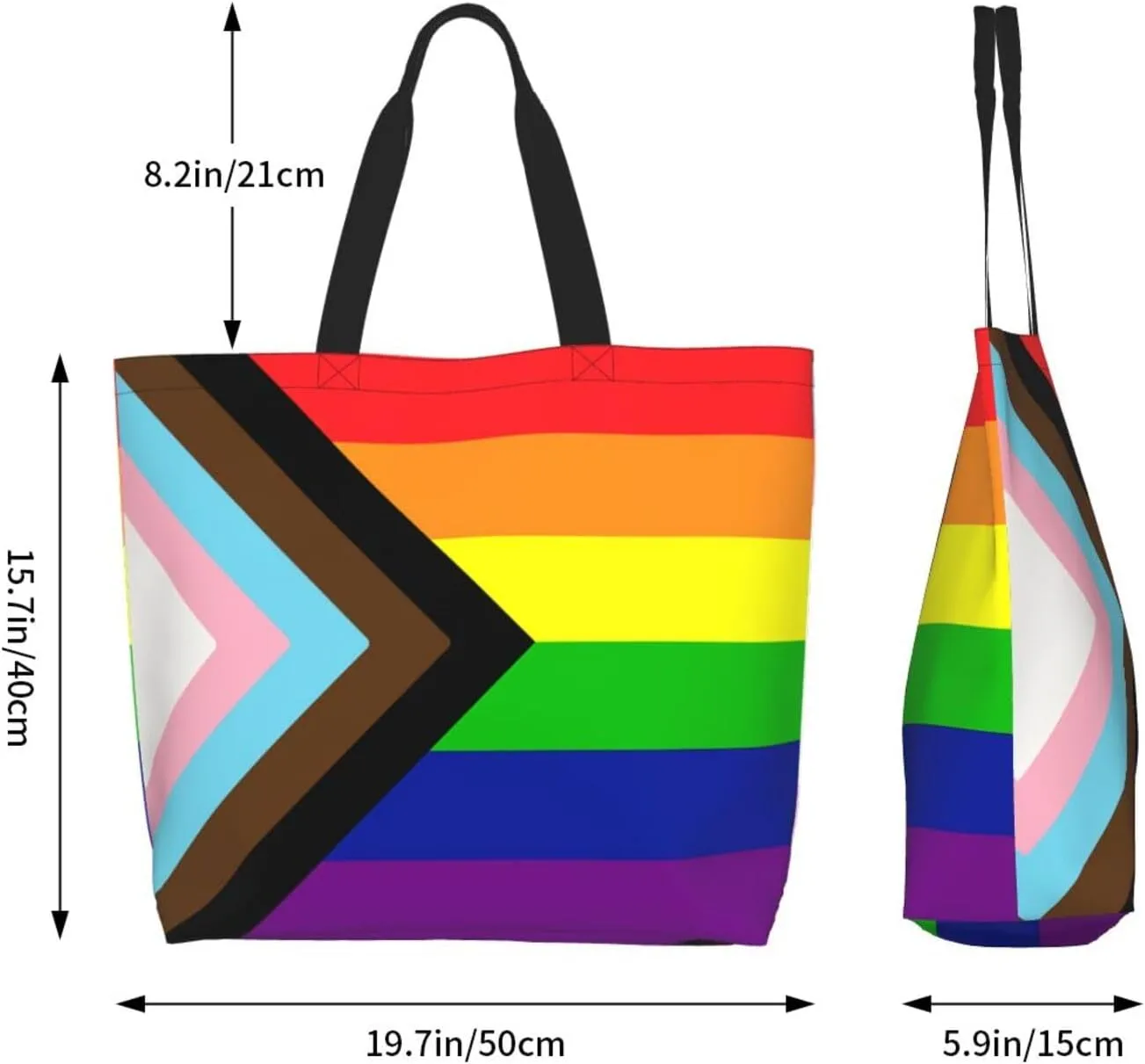 Lgbt Pride Tote Bag For Women Men, Large Beach Travel Reusable Grocery Shopping Bag Rainbow LGBT Pride Shoulder Bag