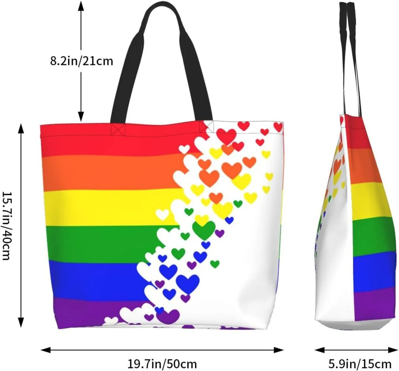 Lgbt Pride Tote Bag For Women Men, Large Beach Travel Reusable Grocery Shopping Bag Rainbow LGBT Pride Shoulder Bag