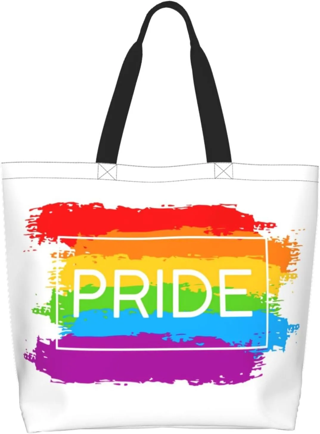 Lgbt Rainbow Hearts Tote Bag For Women MenLGBT Pride Shoulder Bag Rainbow Handbag For Shopping, Work, Travel
