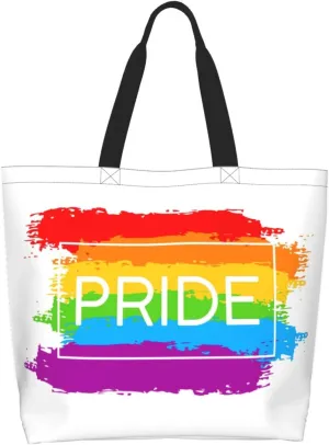 Lgbt Rainbow Hearts Tote Bag For Women MenLGBT Pride Shoulder Bag Rainbow Handbag For Shopping, Work, Travel
