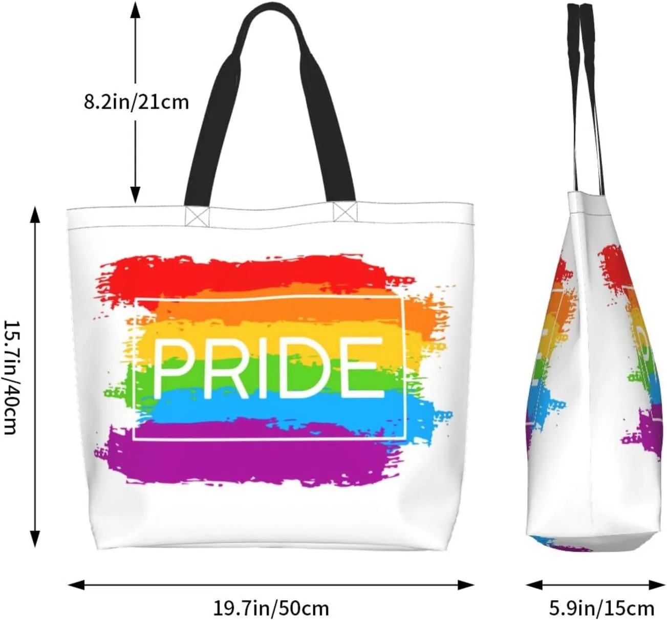 Lgbt Rainbow Hearts Tote Bag For Women MenLGBT Pride Shoulder Bag Rainbow Handbag For Shopping, Work, Travel