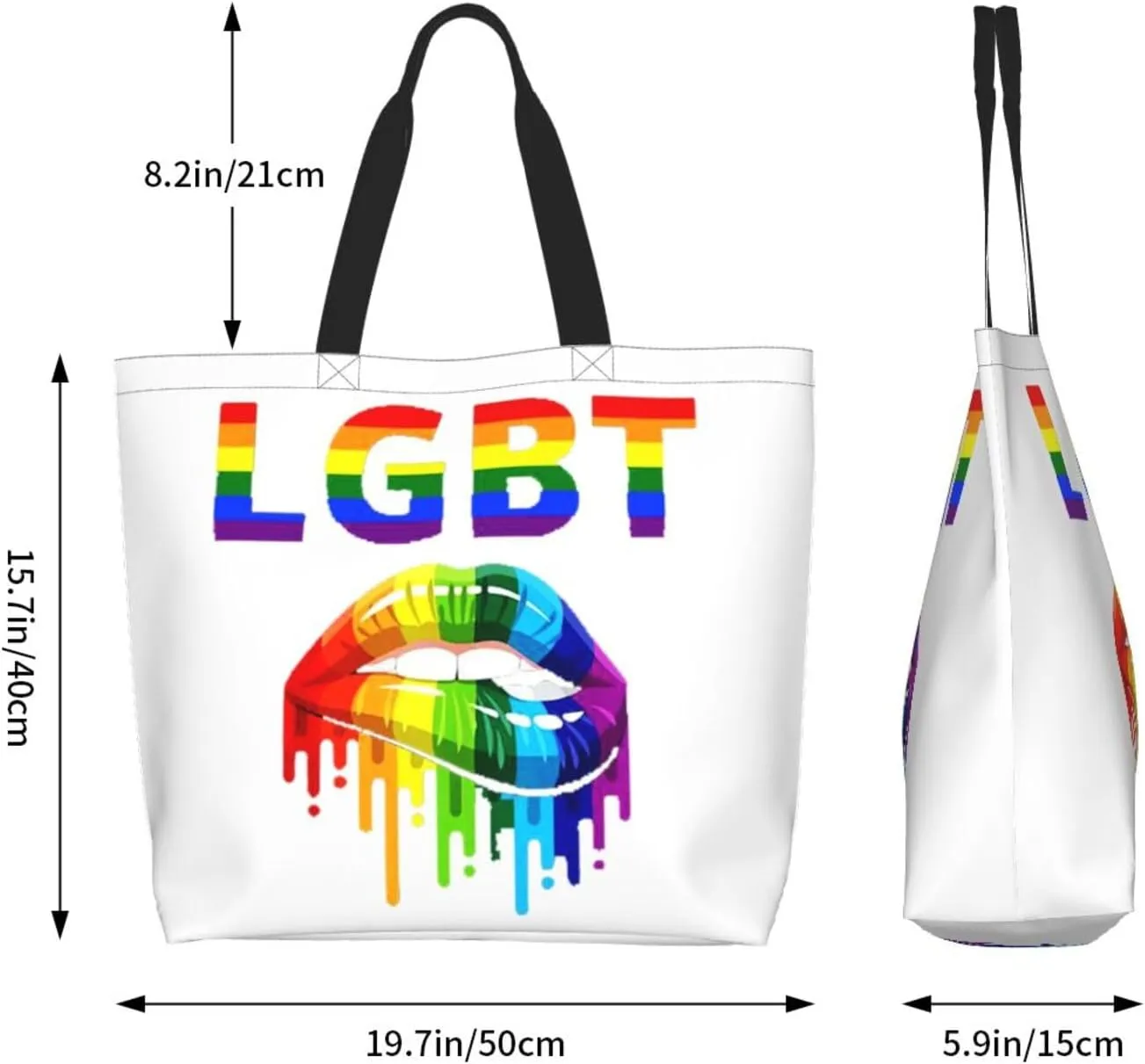 Lgbt Rainbow Hearts Tote Bag For Women MenLGBT Pride Shoulder Bag Rainbow Handbag For Shopping, Work, Travel