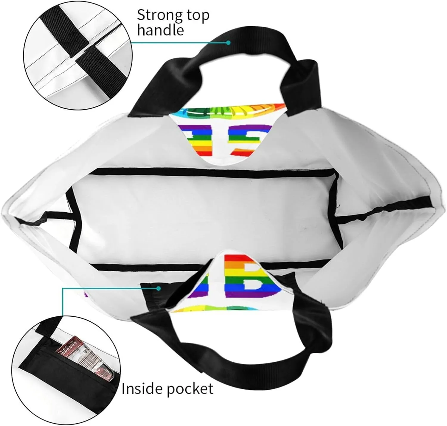 Lgbt Rainbow Hearts Tote Bag For Women MenLGBT Pride Shoulder Bag Rainbow Handbag For Shopping, Work, Travel