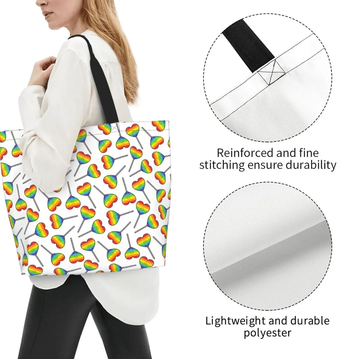 Love Wins Tote Bag For Women Men, Extra Large Market Beach Travel Reusable Grocery Shopping Shoulder Tote Bag