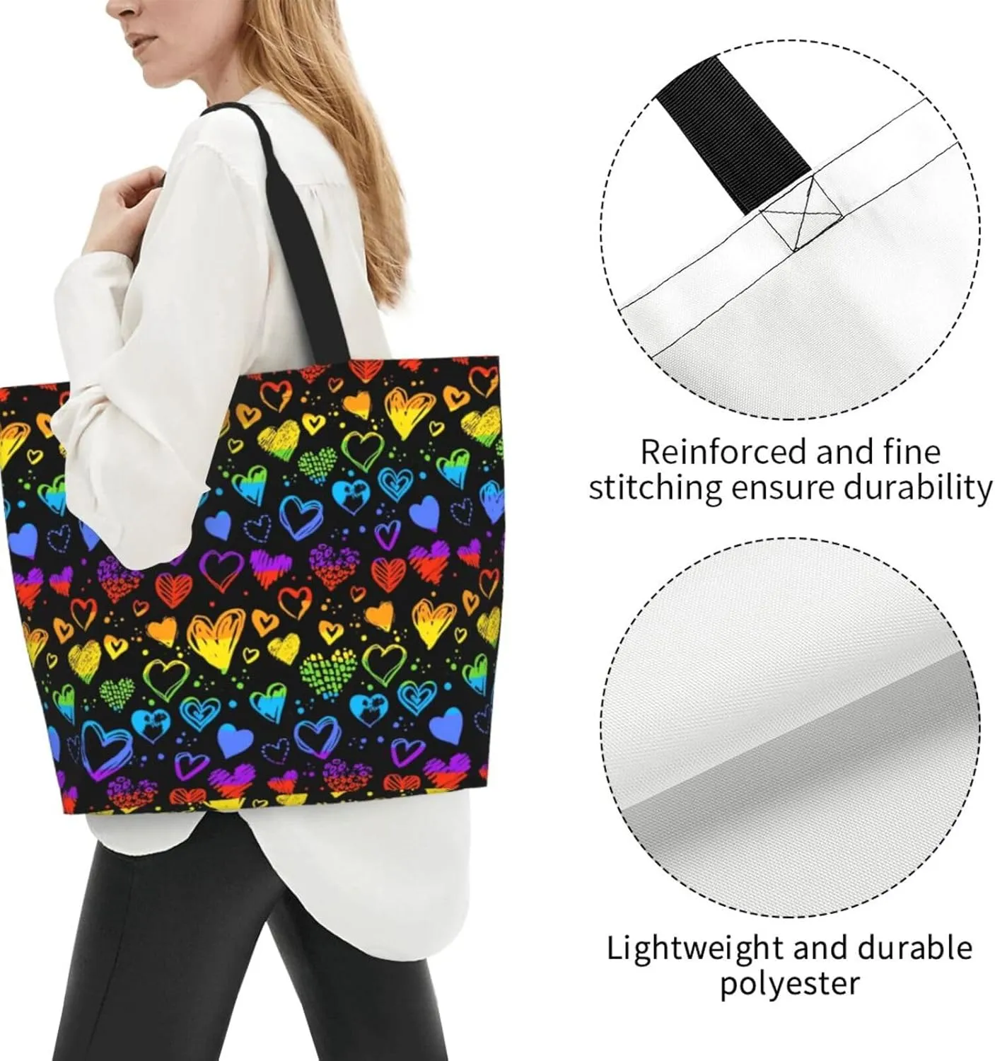 Love Wins Tote Bag For Women Men, Extra Large Market Beach Travel Reusable Grocery Shopping Shoulder Tote Bag